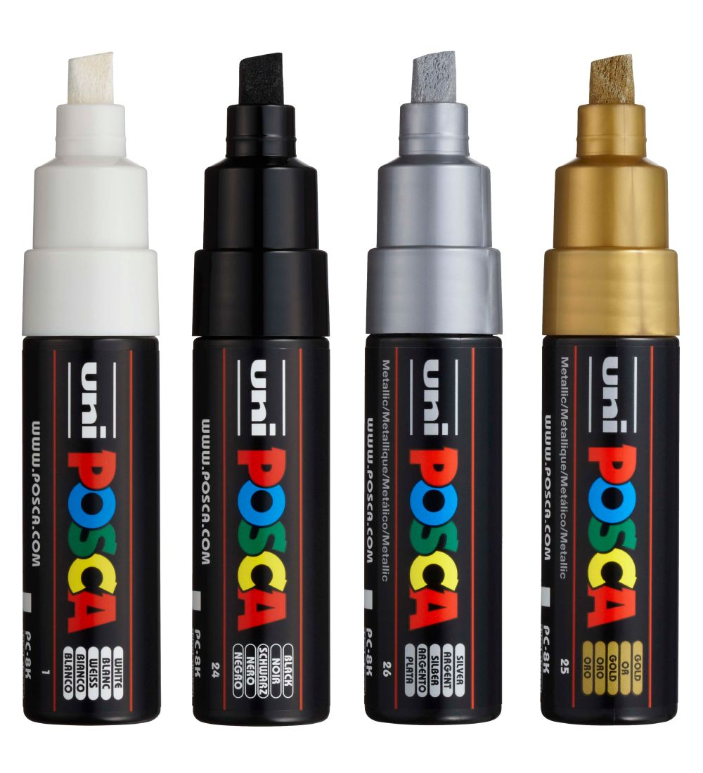 Posca Filzstifte - PC-8K - 4 st. - Schwarz/Weiß/Metallic - Posca - One Size - Filzstifte Posca Filzstifte - PC-8K - 4 st. - Schwarz/Weiß/Metallic - Posca - One Size - Filzstifte von Posca