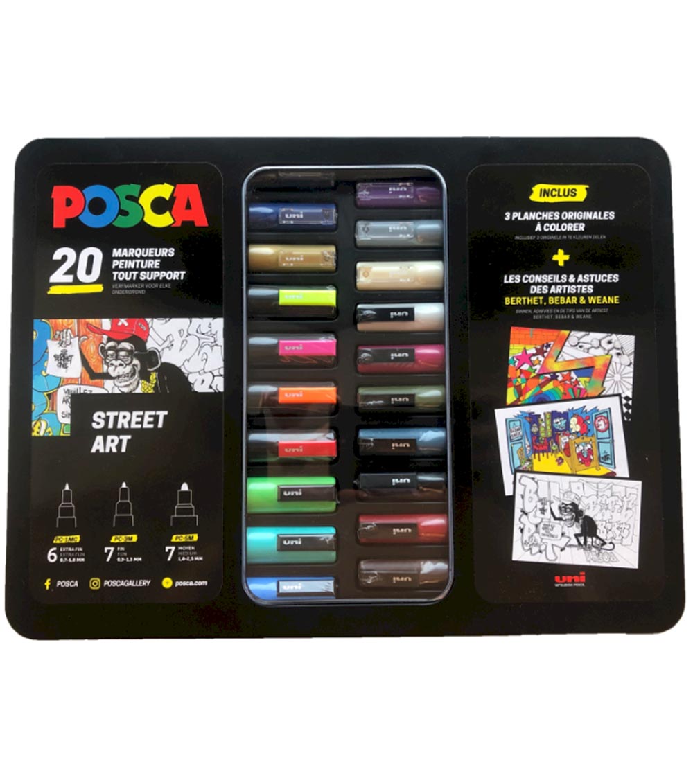 Posca Filzstifte m. Metallbox - 20 st. - Straße Art - Posca - One Size - Filzstifte von Posca