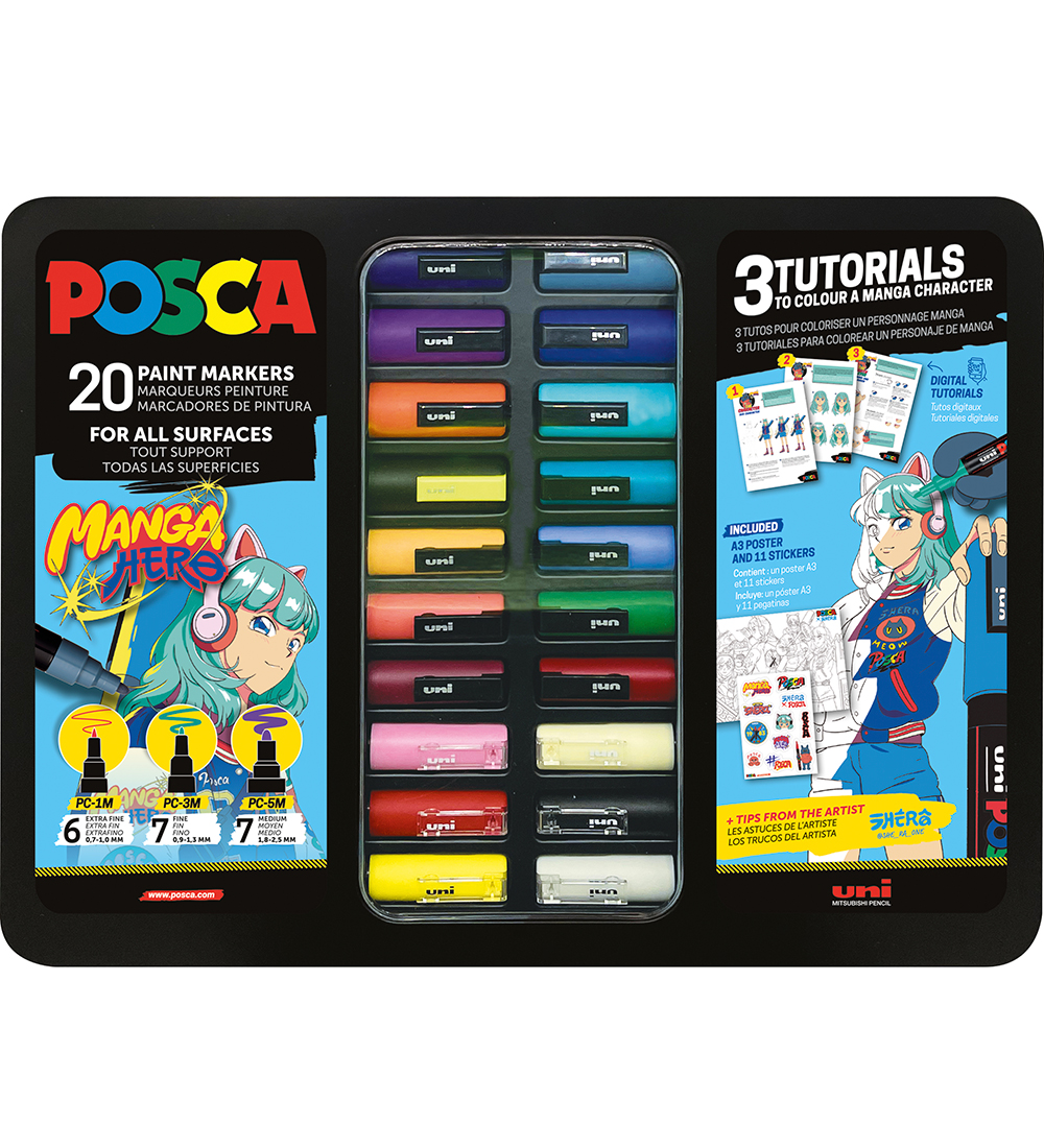 Posca Filzstifte m. Metallgehäuse - 20 st. - Manga Hero - Posca - One Size - Filzstifte von Posca