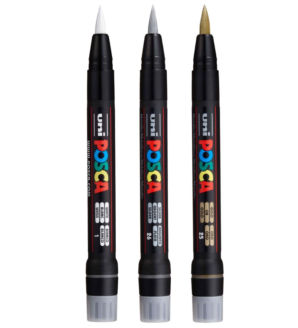 Posca Filzstifte m. Pinselspitze - PCF-350 - 3 st. - Silber/Gold - Posca - One Size - Filzstifte Posca Filzstifte m. Pinselspitze - PCF-350 - 3 st. - Silber/Gold - Posca - One Size - Filzstifte von Posca