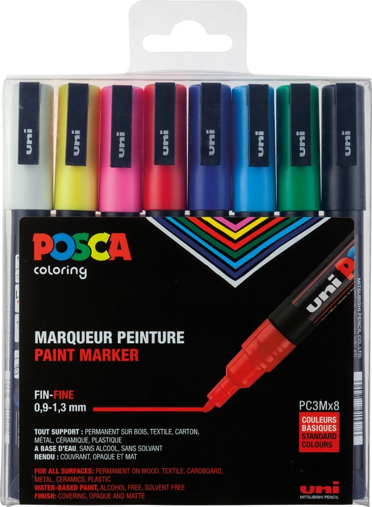 Posca Marker Grundfarben Set 8 Stk. PC-3M rundspitze Posca Marker Grundfarben Set 8 Stk. PC-3M rundspitze von Posca