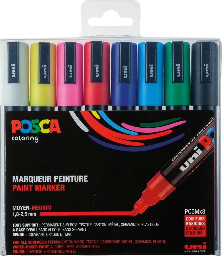 Posca Marker Grundfarben Set 8 Stk. PC-5M rundspitze Posca Marker Grundfarben Set 8 Stk. PC-5M rundspitze von Posca
