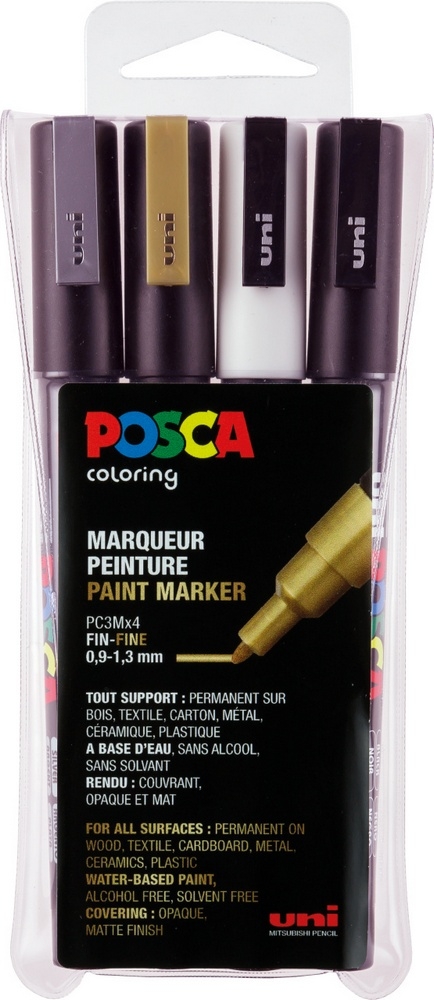 Posca Marker Metallic Set 4 Stk. PC-3M rundspitze Posca Marker Metallic Set 4 Stk. PC-3M rundspitze von Posca