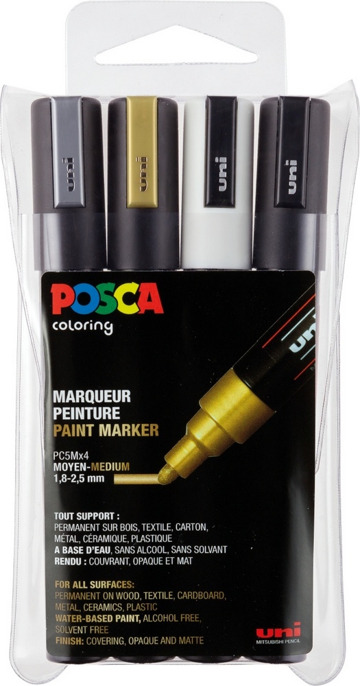 Posca Marker Metallic Set 4 Stk. PC-5M rundspitze von Posca