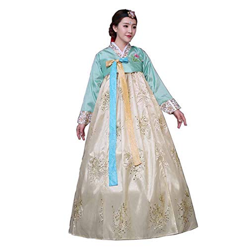 Weibliches koreanisches traditionelles langärmeliges klassisches Hanbok-Kleid Cosplay Kostüm Frauen Palast Korea Hochzeit Tanzkostüm, hellgelb, Medium Weibliches koreanisches traditionelles langärmeliges klassisches Hanbok-Kleid Cosplay Kostüm Frauen Palast Korea Hochzeit Tanzkostüm, hellgelb, Medium von Positive Costume