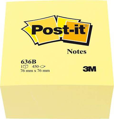 Post-it Haftnotizwürfel 636B 76mm x 45mm Gelb 450 Blatt von Post-It