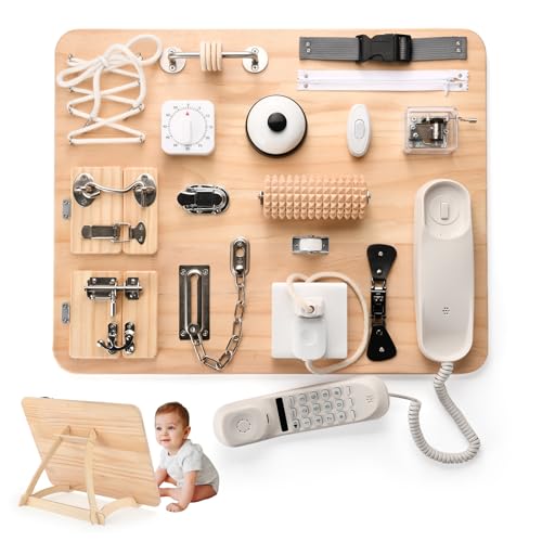 Montessori Großes Busy Board für Kleinkinder – 21 in 1 Holz sensorisches Spielzeug für 1 2 3 4 Jahre alte Jungen Mädchen – Fidget-Spielzeug für Afor Autistische Kinder Vorschule Lernaktivitäten von Potatomato