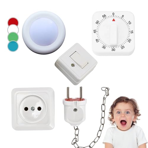 Potatomato 4-teiliges DIY-Spielbrett-Zubehör für Kleinkinder – Sensorik-Board-Leuchtteile – Steckdose mit Stecker – Schalter, LED-Pucklicht & Timer – Montessori-Spielzeug – Frühförderungs-Artikel Potatomato 4-teiliges DIY-Spielbrett-Zubehör für Kleinkinder – Sensorik-Board-Leuchtteile – Steckdose mit Stecker – Schalter, LED-Pucklicht & Timer – Montessori-Spielzeug – Frühförderungs-Artikel von Potatomato