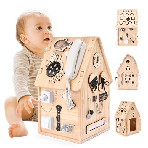 Potatomato Montessori Large Busy Board für Kleinkinder - 21 in 1 Holzspielzeug- Fidget Spielzeug für autistische Kinder von Potatomato