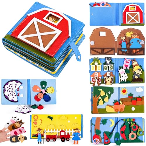 Poudya Quiet Book ab 1 Jahr, Montessori Stille Buch mit,Feinmotorik & Farben Lernen,Stilles Buch für Reisen & Zuhause,Geschenk Spielzeug ab 1 2 3 4 5 Jahre Mädchen Junge von Poudya