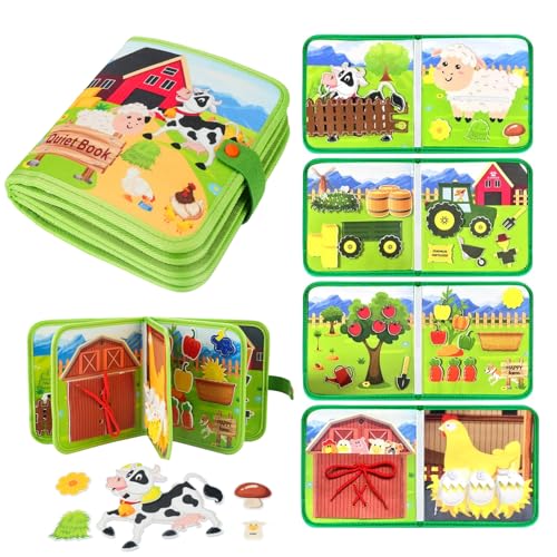 Poudya Quiet Book ab 1 Jahr, Montessori Stille Buch mit,Feinmotorik & Farben Lernen,Stilles Buch für Reisen & Zuhause,Geschenk Spielzeug ab 1 2 3 4 5 Jahre Mädchen Junge von Poudya