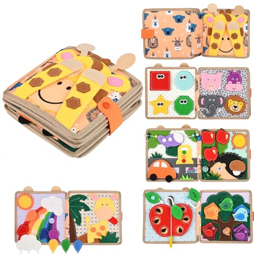 Poudya Quiet Book ab 1 Jahr, Montessori Stille Buch mit,Feinmotorik & Farben Lernen,Stilles Buch für Reisen & Zuhause,Geschenk Spielzeug ab 1 2 3 4 5 Jahre Mädchen Junge von Poudya