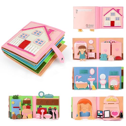 Poudya Quiet Book ab 1 Jahr, Montessori Stille Buch mit,Feinmotorik & Farben Lernen,Stilles Buch für Reisen & Zuhause,Geschenk Spielzeug ab 1 2 3 4 5 Jahre Mädchen Junge von Poudya