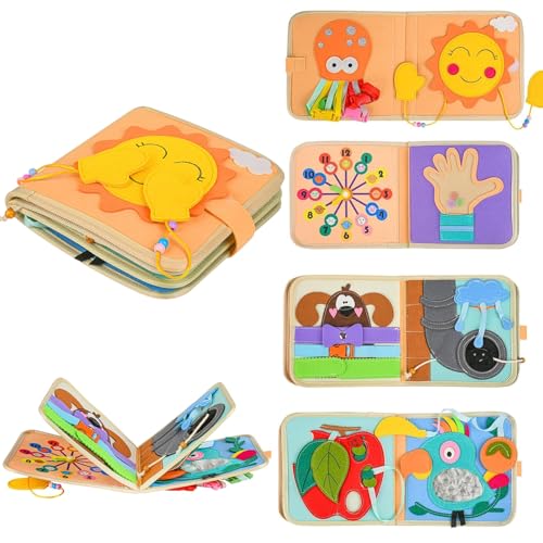 Poudya Quiet Book ab 1 Jahr, Montessori Stille Buch mit,Feinmotorik & Farben Lernen,Stilles Buch für Reisen & Zuhause,Geschenk Spielzeug ab 1 2 3 4 5 Jahre Mädchen Junge von Poudya