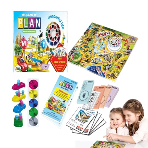 Lebensbrettspiel | Indoor-Spiel „Reise des Lebens“ für Kinder | Interaktives, entscheidungsrelevantes, lehrreiches Familienbrettspiel für Kinder und Teenager, Indoor-Spiel für 2–4 Spieler von Poupangke