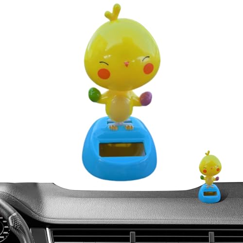 Poupangke Auto-Dashboard-Figur | Solarenergie Tanzende Küken Spielzeug Deko Figuren | Humorvolle Tierfigur als Dekoration für Innenbereich von Poupangke