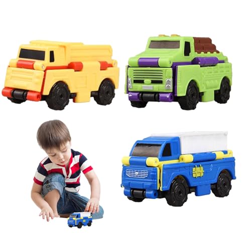 Poupangke Kleine Spielzeugautos,Spielzeugautos für Kinder,3 Stück verwandelnde Spielzeugautos - Spielzeugautos verwandeln Sich in verwandelnde Autos, reibungsbetriebenes Lernspielzeug für Kinder von Poupangke
