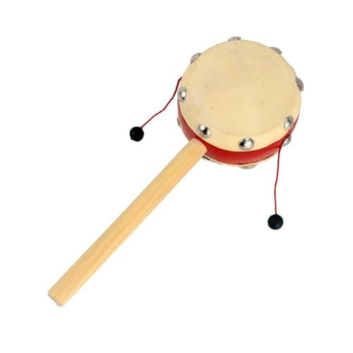Poupangke Rasseltrommel für Kinder, Handrasseltrommel - Musikalische Holzrassel | Rasseltrommel aus Holz, Trommelschlaginstrument im chinesischen Stil, Drehtrommel für Kinder, Jungen und Mädchen von Poupangke