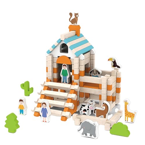Poupangke Stapelblöcke, Holzblöcke für Kinder im Alter von 4 bis 8 | Spaß sicher farbenfrohe Holz Kleinkind Bausteine - Lernspielzeug für Bildung Babyreisen für die Entwicklung kognitiver Poupangke Stapelblöcke, Holzblöcke für Kinder im Alter von 4 bis 8 | Spaß sicher farbenfrohe Holz Kleinkind Bausteine - Lernspielzeug für Bildung Babyreisen für die Entwicklung kognitiver von Poupangke
