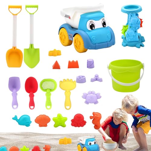 Poupangke Strandspielzeug für Kleinkinder,Strandspielzeug für Kinder | Wasserturm Strandautospielzeug 20 Stück,Sandeimer, Strandspielzeug für Kinder mit Sandformen, Strandsandspiel für Reisen, Kinder von Poupangke
