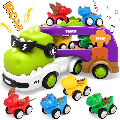Pourbibi Auto Spielzeug ab 2 3 Jahre Junge, Transport Truck Spielzeugautos für 2 3 4 Jahre Junge, Dinosaurier Kinder Spielzeug mit Licht und Musik, Dino Spielzeug, Geburtstag Geschenk Junge 2 3 Jahre Pourbibi Auto Spielzeug ab 2 3 Jahre Junge, Transport Truck Spielzeugautos für 2 3 4 Jahre Junge, Dinosaurier Kinder Spielzeug mit Licht und Musik, Dino Spielzeug, Geburtstag Geschenk Junge 2 3 Jahre von Pourbibi