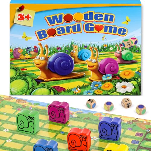 Pourbibi Brettspiele - 2 in 1 Reisespiele Ostergeschenke Gesellschaftsspiele ab 3 Jahre, Familienspiele 1-6 Spieler, Montessori Holzspielzeug für Jungen und Mädchen 3-6 Jahre - Kinderspiel ab 3 4 5 6 von Pourbibi