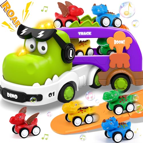 Pourbibi Spielzeug ab 1 2 3 Jahre Junge, Auto Dinosaurier Tansporter für 1 2 3 Jahre Junge, Monstertruck mit Licht & Musik, Auto Kinderspielzeug, Ostergeschenke Kinder Geburtstag Geschenk Junge Pourbibi Spielzeug ab 1 2 3 Jahre Junge, Auto Dinosaurier Tansporter für 1 2 3 Jahre Junge, Monstertruck mit Licht & Musik, Auto Kinderspielzeug, Ostergeschenke Kinder Geburtstag Geschenk Junge von Pourbibi