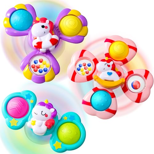 Saugnapf Spielzeug Baby - Einhorn Spinner Baby ab 3 Monate Badewannenspielzeug mit Rotierende Glocke Reisespielzeug Sensorik Spinner lindert Angstzustände Taufgeschenk Jouets de bain rotatifs 1-3 Saugnapf Spielzeug Baby - Einhorn Spinner Baby ab 3 Monate Badewannenspielzeug mit Rotierende Glocke Reisespielzeug Sensorik Spinner lindert Angstzustände Taufgeschenk Jouets de bain rotatifs 1-3 von Pourbibi