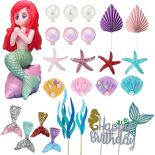 24 Stück Meerjungfrau Kuchen Deko, Tortendeko, Geburtstag Deko Torte, Partydekorationen, Unterwasserwelt, Muscheln, Perlen, Seestern, Algen, Kindergeburtstagsdekoration 24 Stück Meerjungfrau Kuchen Deko, Tortendeko, Geburtstag Deko Torte, Partydekorationen, Unterwasserwelt, Muscheln, Perlen, Seestern, Algen, Kindergeburtstagsdekoration von PousXiyor