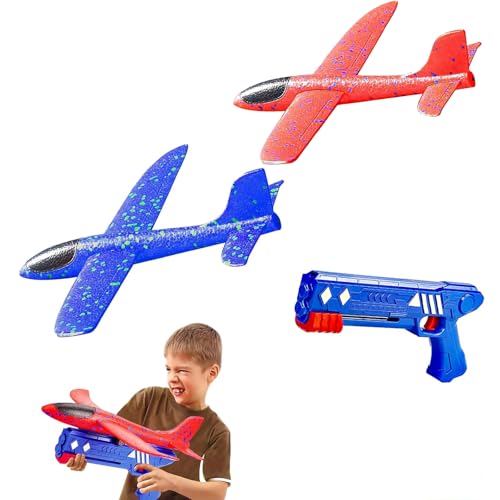 Flugzeug Spielzeug für Flugzeug Outdoor Spielzeug für Kinder mit Blau Katapult Pistole und Aufkleber (Blau und Rot), styroporflieger groß,Geburtstagsgeschenke für 4 5 6 7 8 9 Jahre MädchenJungen Flugzeug Spielzeug für Flugzeug Outdoor Spielzeug für Kinder mit Blau Katapult Pistole und Aufkleber (Blau und Rot), styroporflieger groß,Geburtstagsgeschenke für 4 5 6 7 8 9 Jahre MädchenJungen von PousXiyor
