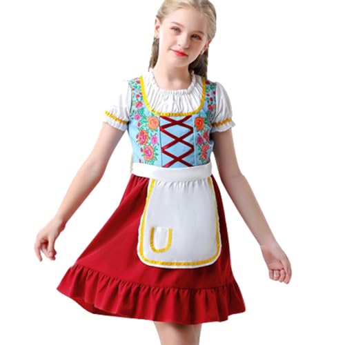 Deutsche Oktoberfest-Bekleidung, authentisches bayerisches Trachtenoutfit über dem Knie, Shorts und Hemd, authentisches deutsches Outfit für Hochzeit, Halloween, Ostern, Mädchen der Kinder, Small Deutsche Oktoberfest-Bekleidung, authentisches bayerisches Trachtenoutfit über dem Knie, Shorts und Hemd, authentisches deutsches Outfit für Hochzeit, Halloween, Ostern, Mädchen der Kinder, Small von Povanjer