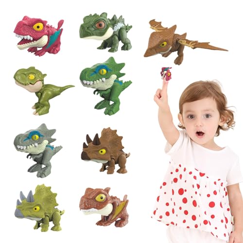 Dinosaurier-Neuheitsspielzeug, Dinosaurier-Spielzeug für Kinder - 9 Stück Tier-Fingerpuppe Dinosaurier - Fingerpuppe, kreative Theaterpuppe, lustiges Fingerbeißspielzeug, Figur zum Spielen von Povanjer