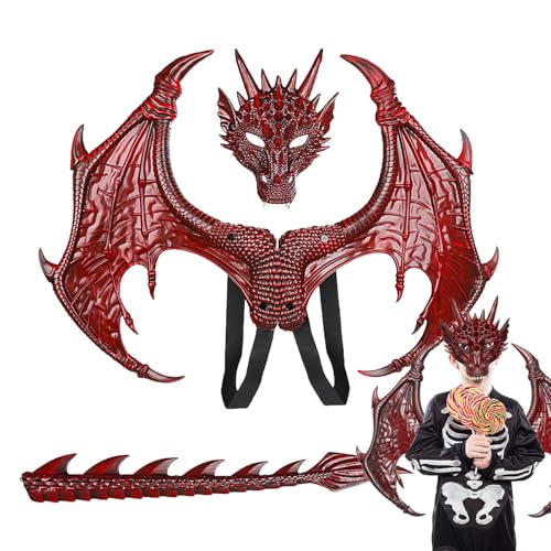 Dragon Cosplay Requisiten - Cosplay Flügel Schwanz Requisiten | Drachenflügel Schwanz Gesicht Halloween Cosplay Set für Weihnachten, Ostern, Halloween Dragon Cosplay Requisiten - Cosplay Flügel Schwanz Requisiten | Drachenflügel Schwanz Gesicht Halloween Cosplay Set für Weihnachten, Ostern, Halloween von Povanjer