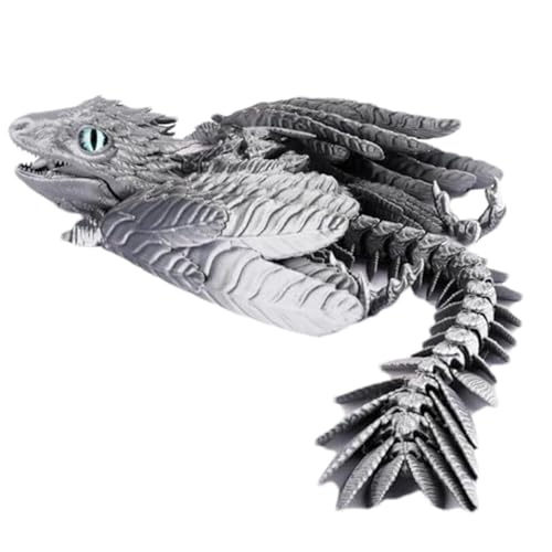 Flexibler bedruckter Drache, bedruckt in – Details in Form einer Feder, bewegliche Gelenke, Pfeildrache, bewegliches Drachenspielzeug, Sammelfigur der Ulea von Povanjer