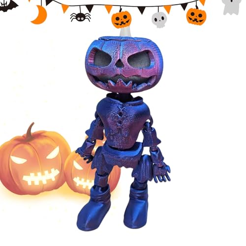 Gedruckte Objekte, Halloween-Kürbisdekoration | Skelettfigur Kürbiskopf, der im Dunkeln leuchtet | Armaturenbrett-Dekoration für Auto, Büro-Spielzeug von Povanjer