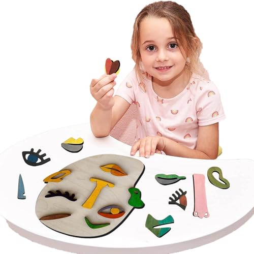 Holzblock-Puzzle, Baustein-Puzzle, menschliches Gesichtsspielzeug – frühes Lernspielzeug für TV-Schrank, Nachttisch, Schreibtisch und Holzblock-Puzzle, Baustein-Puzzle, menschliches Gesichtsspielzeug – frühes Lernspielzeug für TV-Schrank, Nachttisch, Schreibtisch und von Povanjer