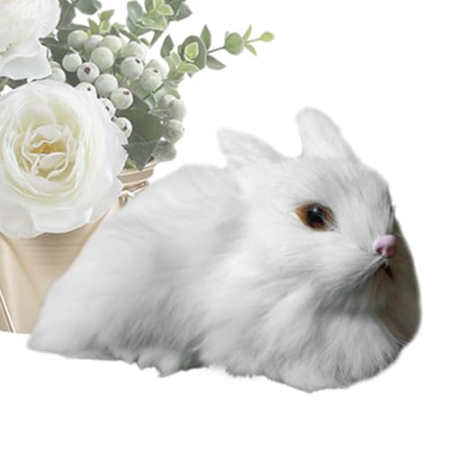 Kaninchen Plüsch-Miniaturen | Bunny Tierspielzeug imitiert Pelzkaninchen, Miniatur-Kaninchen-Modell, weiße Kaninchenfell-Dekorationen für Bürodekoration und Kaninchen Plüsch-Miniaturen | Bunny Tierspielzeug imitiert Pelzkaninchen, Miniatur-Kaninchen-Modell, weiße Kaninchenfell-Dekorationen für Bürodekoration und von Povanjer