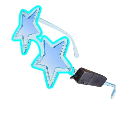 Leuchtstern-Brille, leuchtende Sterne, einzigartige leuchtende Brille, einzigartige leuchtende LED-Brille, elegante leuchtende Sonnenbrille für Festival, Karneval, Fasching,, Blau - Bleu von Povanjer