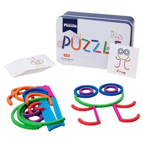 Lustige Puzzles aus Holz, pädagogische Puzzles für Holzstäbe, lustiges Puzzle-Spielzeug | buntes Puzzle-Spielzeug, niedliches Spielzeug für die frühe Erziehung der Feinmotorik von Povanjer