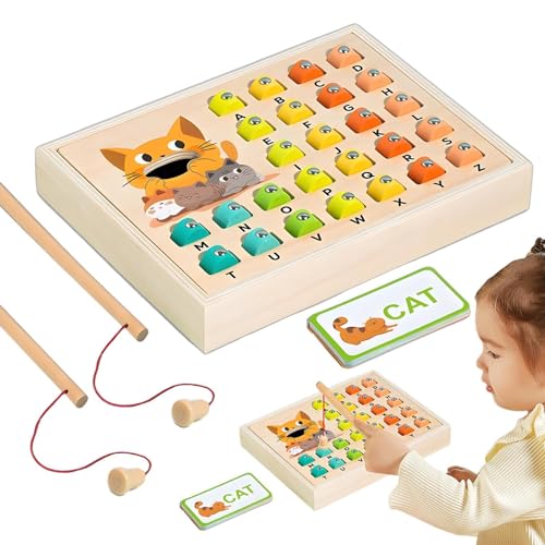 Magnetisches Angelspiel für Angelspiel aus Holz, magnetisch, Farbsortierpuzzle, Lernspielzeug für Vorschule, Feinmotorikspielzeug, Farbsortierung, Lernen von Povanjer