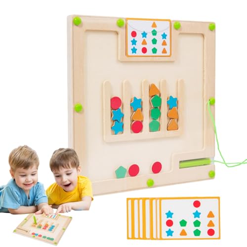 Magnettafel mit Farben und Zahlen, Labyrinthtafel, magnetisch, Farbe und Zahlen, Labyrinth zum Zählen, magnetisch, 15 Karten, doppelseitig, Lernspielzeug von Povanjer