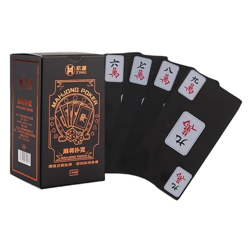Mahjong-Kartenspiel, Mahjong-Spielkarten | Mahjong-Karte aus wasserdichtem PVC für Reisespiel – Mahjong-Spiel für Erwachsene, leise, Gesellschaftskarten für Anfänger, für Meetings von Povanjer