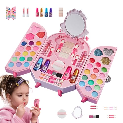 Make-up-Set für Mädchen, Make-up-Spielzeug, Prinzessinnen-Make-up-Set, waschbares Anziehspielzeug, Make-up-Set für Lidschatten, Nagellack von Povanjer