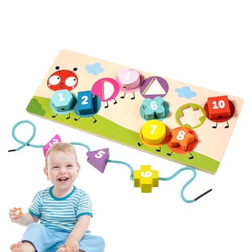Perlen zum Schnüren aus Holz, digitales Perlenspielzeug – Spielzeug zum Schnüren mit Zahlen, digitales Perlenschnürspielzeug für Kinder ab 3 Jahren Perlen zum Schnüren aus Holz, digitales Perlenspielzeug – Spielzeug zum Schnüren mit Zahlen, digitales Perlenschnürspielzeug für Kinder ab 3 Jahren von Povanjer