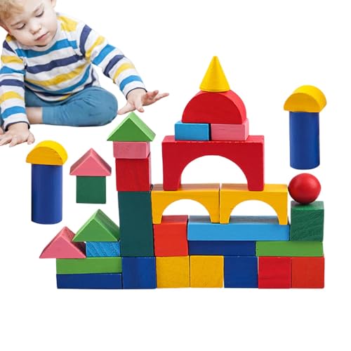 Povanjer Bausteine, Schlossbauklötze für | Stapelbares Spielzeug für 34 Teile aus Holz | Baustein-Spielzeug, Schlossbau-Set, Povanjer Bausteine, Schlossbauklötze für | Stapelbares Spielzeug für 34 Teile aus Holz | Baustein-Spielzeug, Schlossbau-Set, von Povanjer
