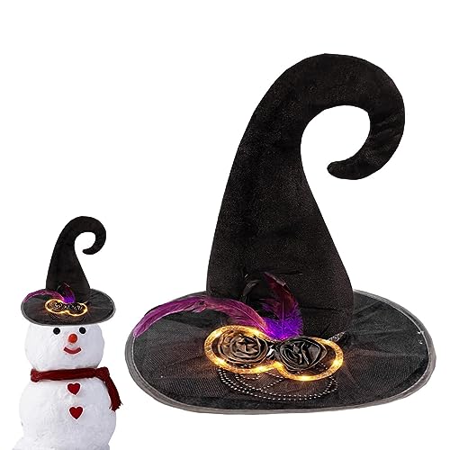 Povanjer Beleuchtete Hexe – Magiermütze, verdreht, für Frauen, Hut, Halloween-Kostüm, mit schwarzer Schleife, für Jugendliche und Erwachsene Povanjer Beleuchtete Hexe – Magiermütze, verdreht, für Frauen, Hut, Halloween-Kostüm, mit schwarzer Schleife, für Jugendliche und Erwachsene von Povanjer