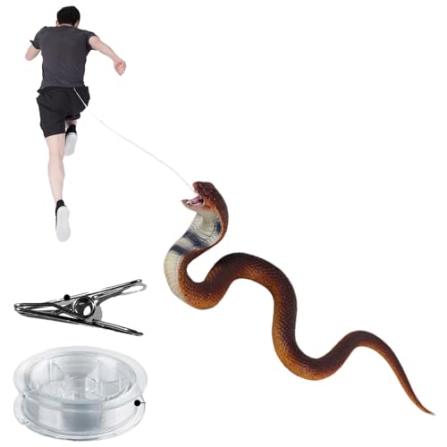Povanjer Clip-On-Schlangenspielzeug, Schlangenstreich mit Schnurclip - Schlangenspielzeug aus Silikon - Simulationsschlangenspielzeug mit Schnur und Clip für einfache Einrichtung, von Povanjer