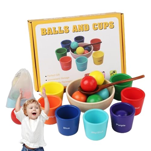 Povanjer Farbsortierspielzeug aus Holz, große Kugel in einer Tasse – Aktivitätswürfel aus Naturholz mit Aufbewahrungstasche | Früherziehungsspiel, Aktivitätsspielzeug mit 7 Tassen und einer Povanjer Farbsortierspielzeug aus Holz, große Kugel in einer Tasse – Aktivitätswürfel aus Naturholz mit Aufbewahrungstasche | Früherziehungsspiel, Aktivitätsspielzeug mit 7 Tassen und einer von Povanjer