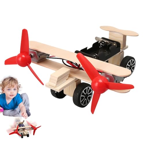 Povanjer Flugzeug-Spielzeug für Jungen, wissenschaftliches Spielzeug, Flugzeug-Spielzeug, aus Holz, Lernspielzeug mit zwei Motoren, Flugzeug-Montage-Set für Jungen von Povanjer
