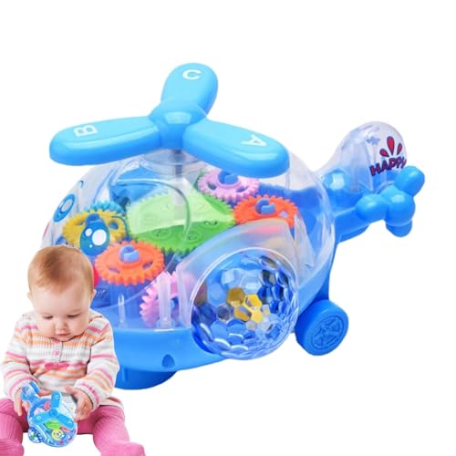 Povanjer Flugzeuge, Spielzeug für Flugzeuge, Spielzeug | elektrisches beleuchtetes Helikopter-Spielzeug | lustiges Lernspielzeug, Helikopter-Spielzeug mit Musik mit bunten beweglichen Zahnrädern für von Povanjer